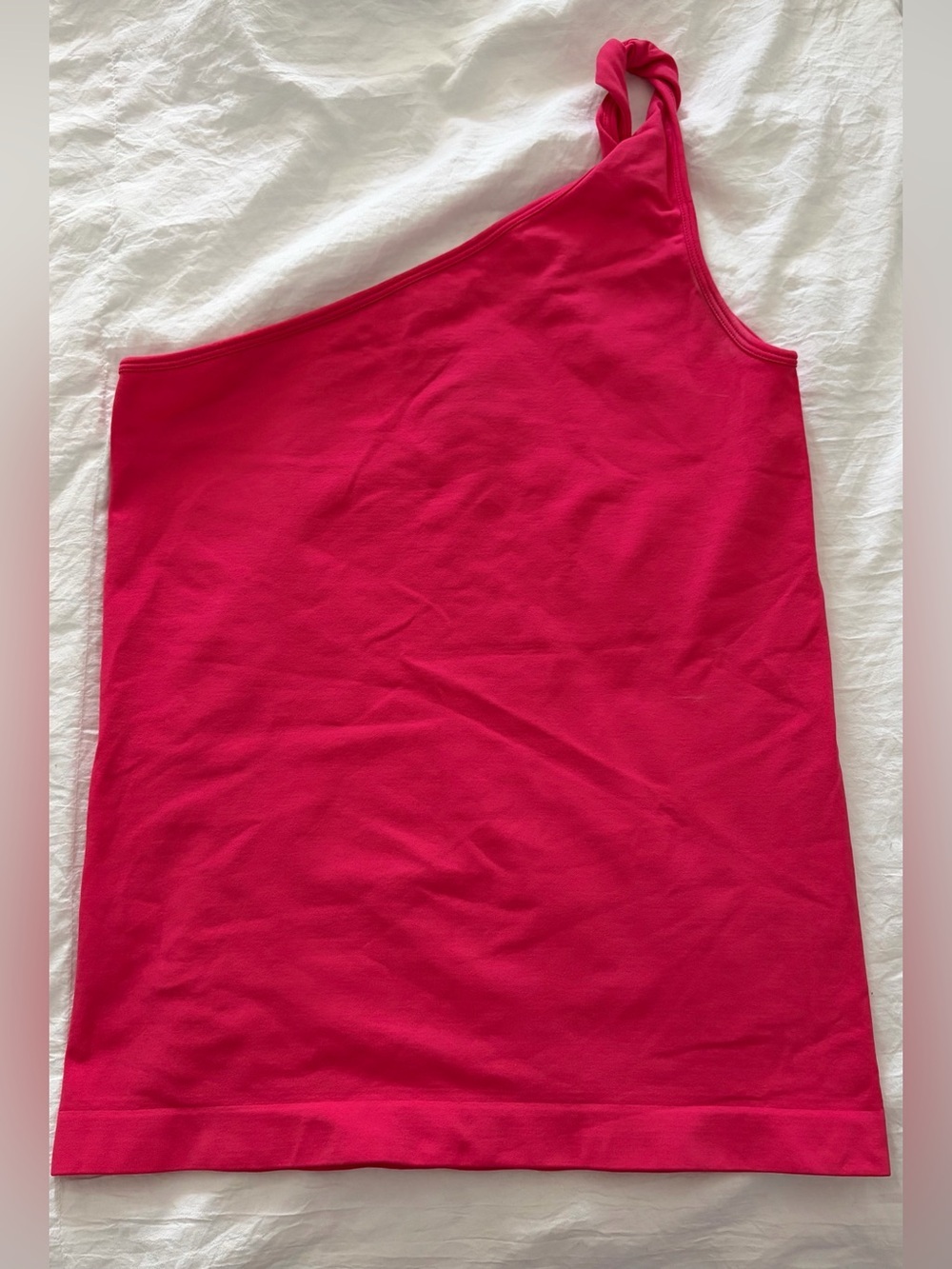 Helmut Lang Pink Twisted One-Shoulder Seamless Tank Top Size Medium/Large
